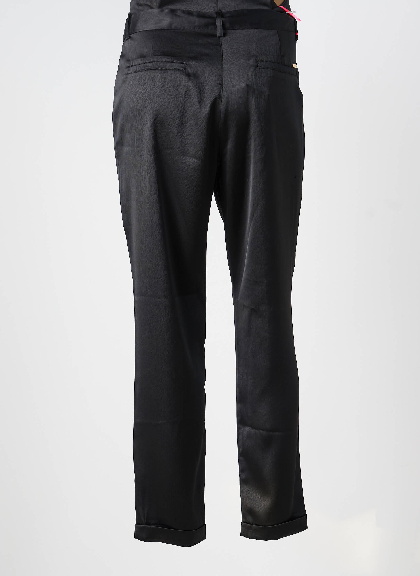 Pantalon droit fermeture zippée sous rabat boutonné noir LCDN femme