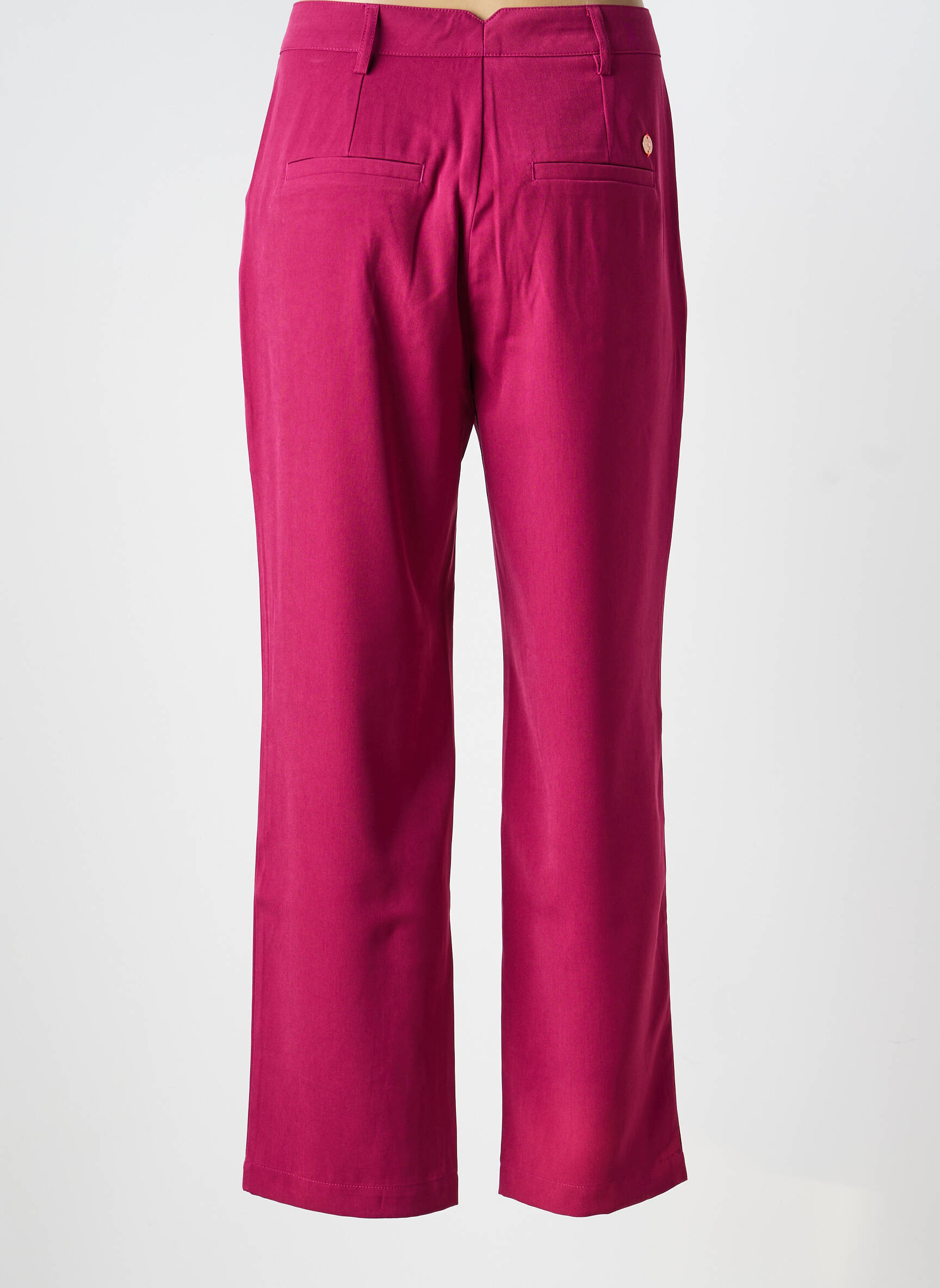 Pantalon droit fermeture zippée sous rabat boutonné rose J&JOY femme