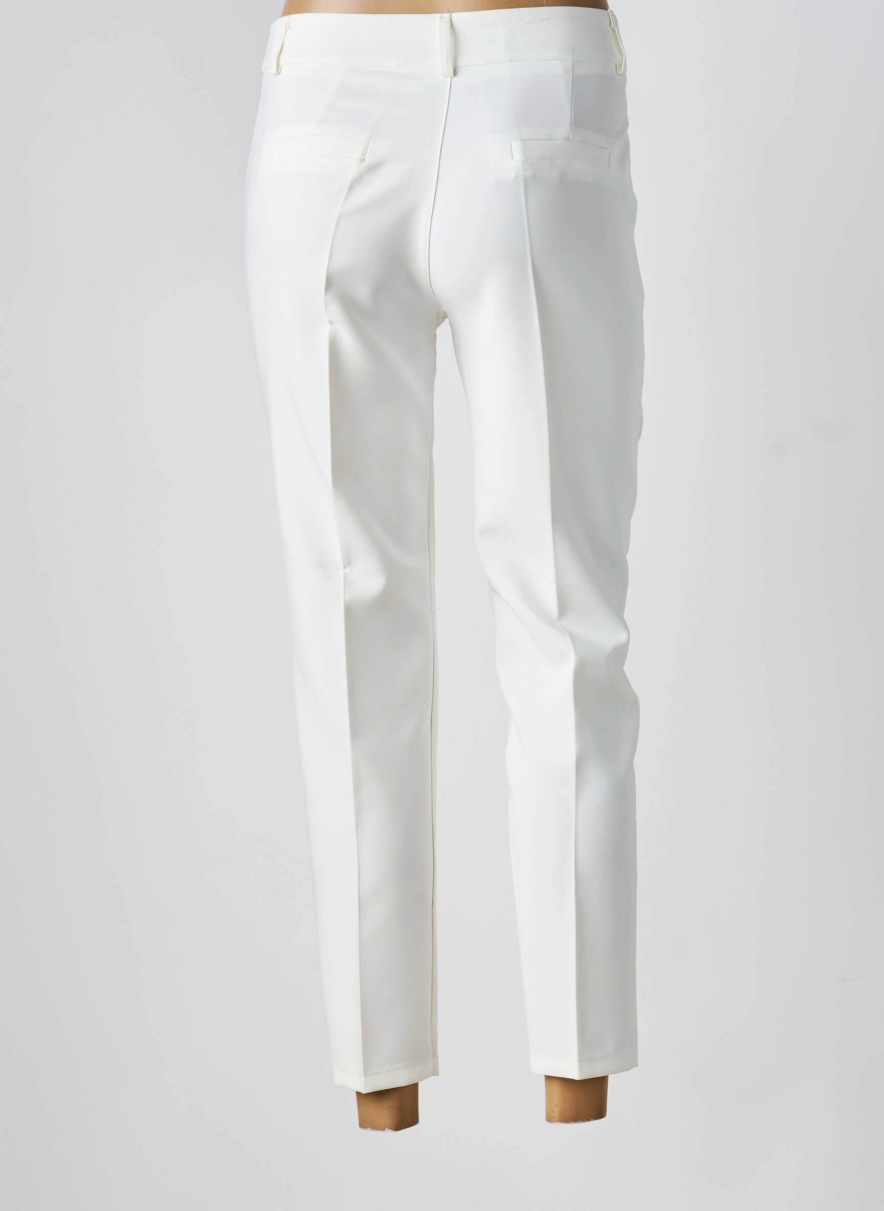 Pantalon 7/8 fermeture zippée sous rabat boutonné blanc COULEURS DU TEMPS femme