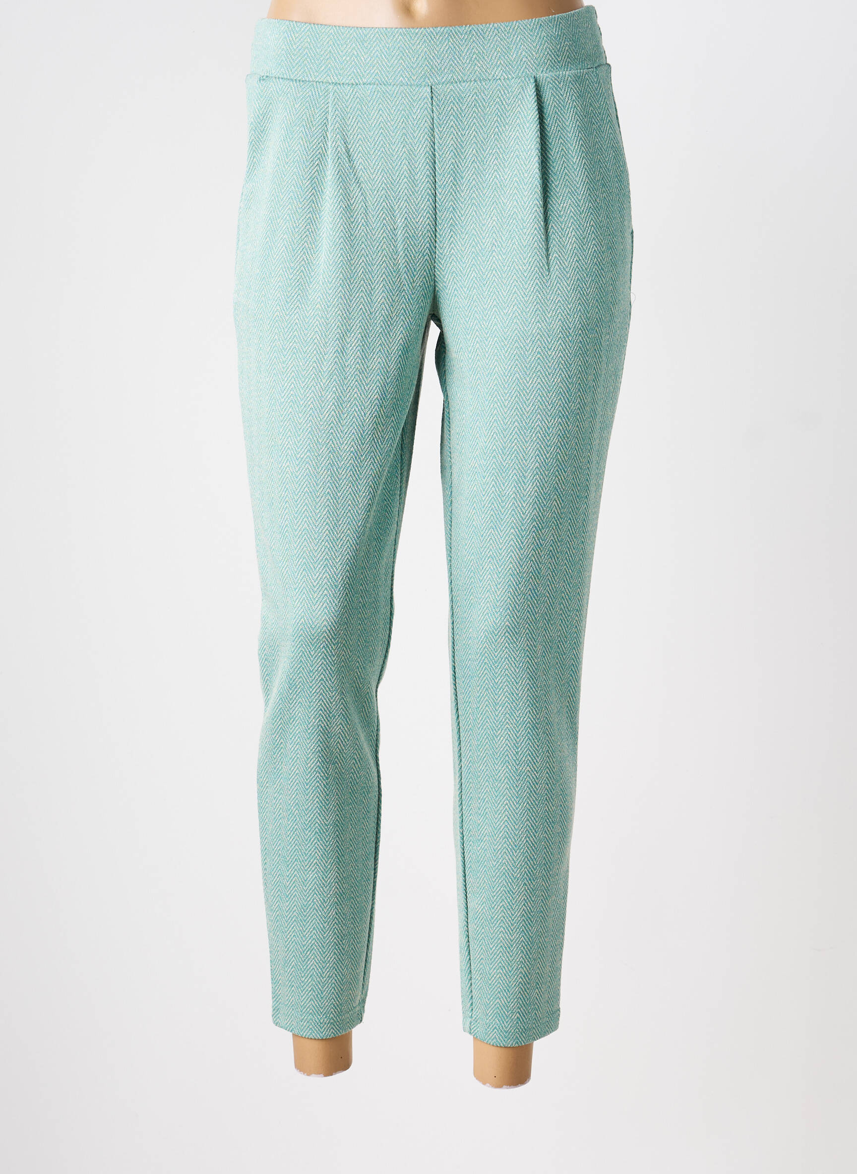 Pantalon 7/8 taille élastique vert ICHI femme