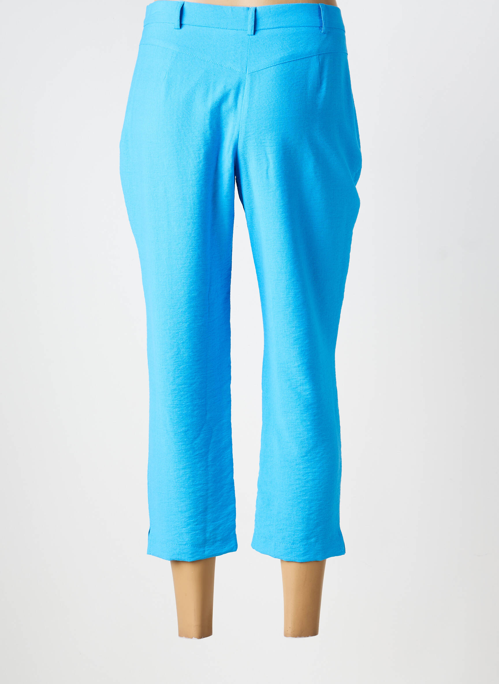 Pantalon 7/8 fermeture zippée sous rabat boutonné bleu CHRISTINE LAURE femme