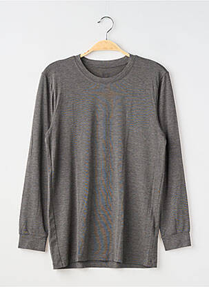 T-shirt coupe cintrée manches longues gris UNIQLO homme