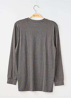 T-shirt coupe cintrée manches longues gris UNIQLO homme
