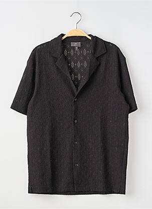 Chemise manches courtes col tailleur noir H&M homme