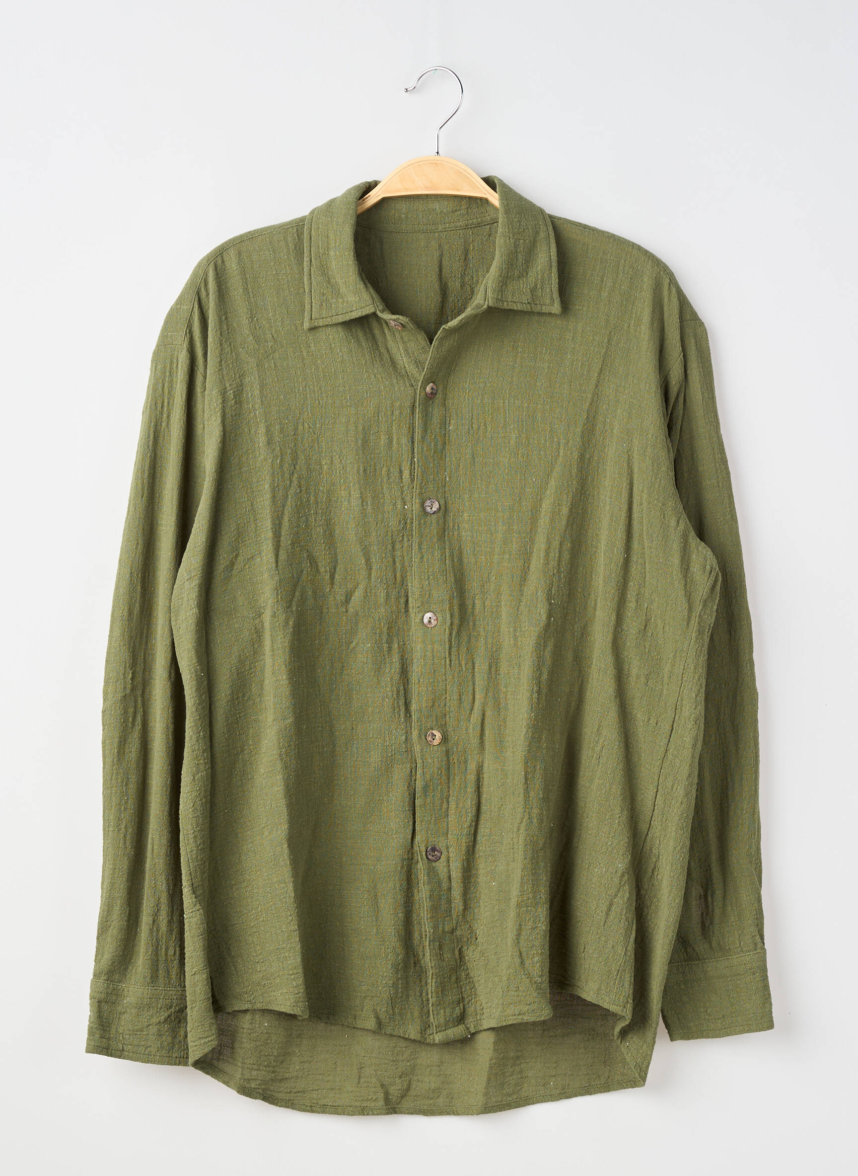 Chemise manches longues fermeture boutonnée sur le devant vert SANS MARQUE homme