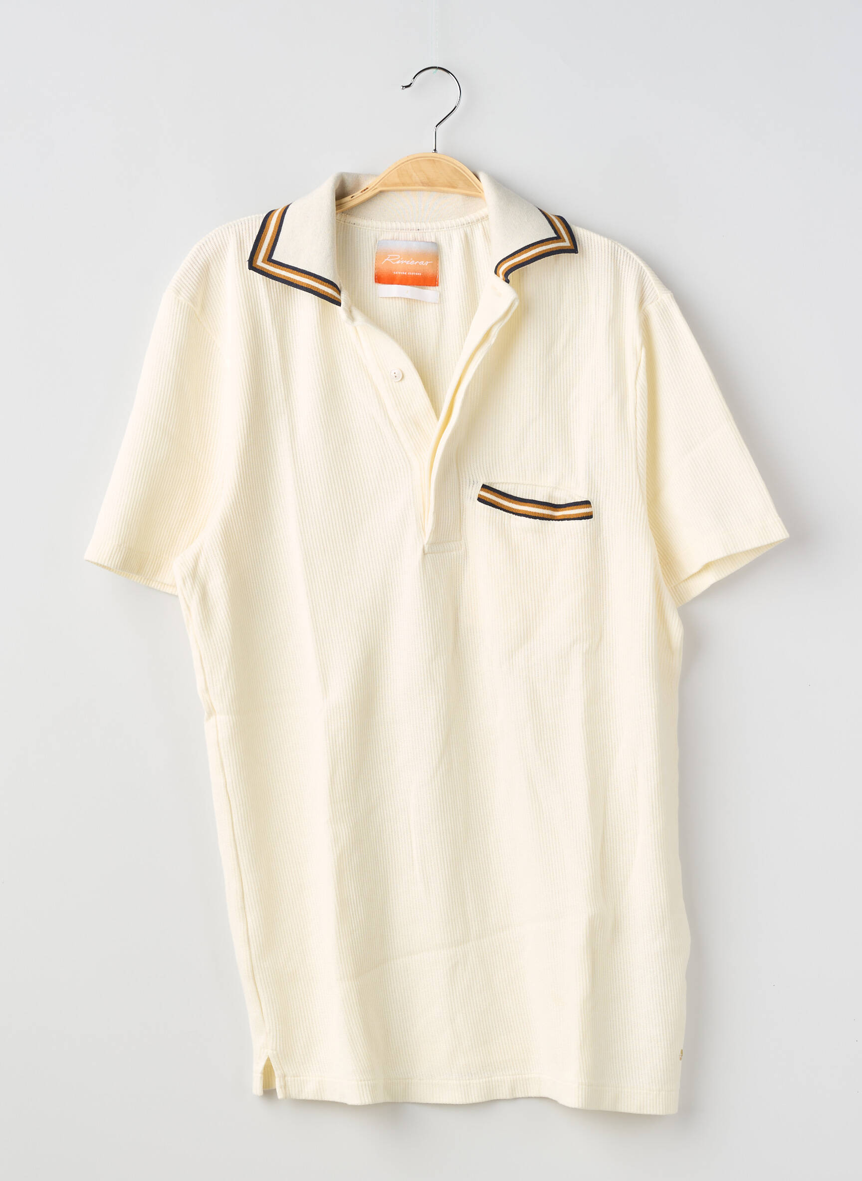 Polo coupe droite manches courtes beige RIVIERAS homme