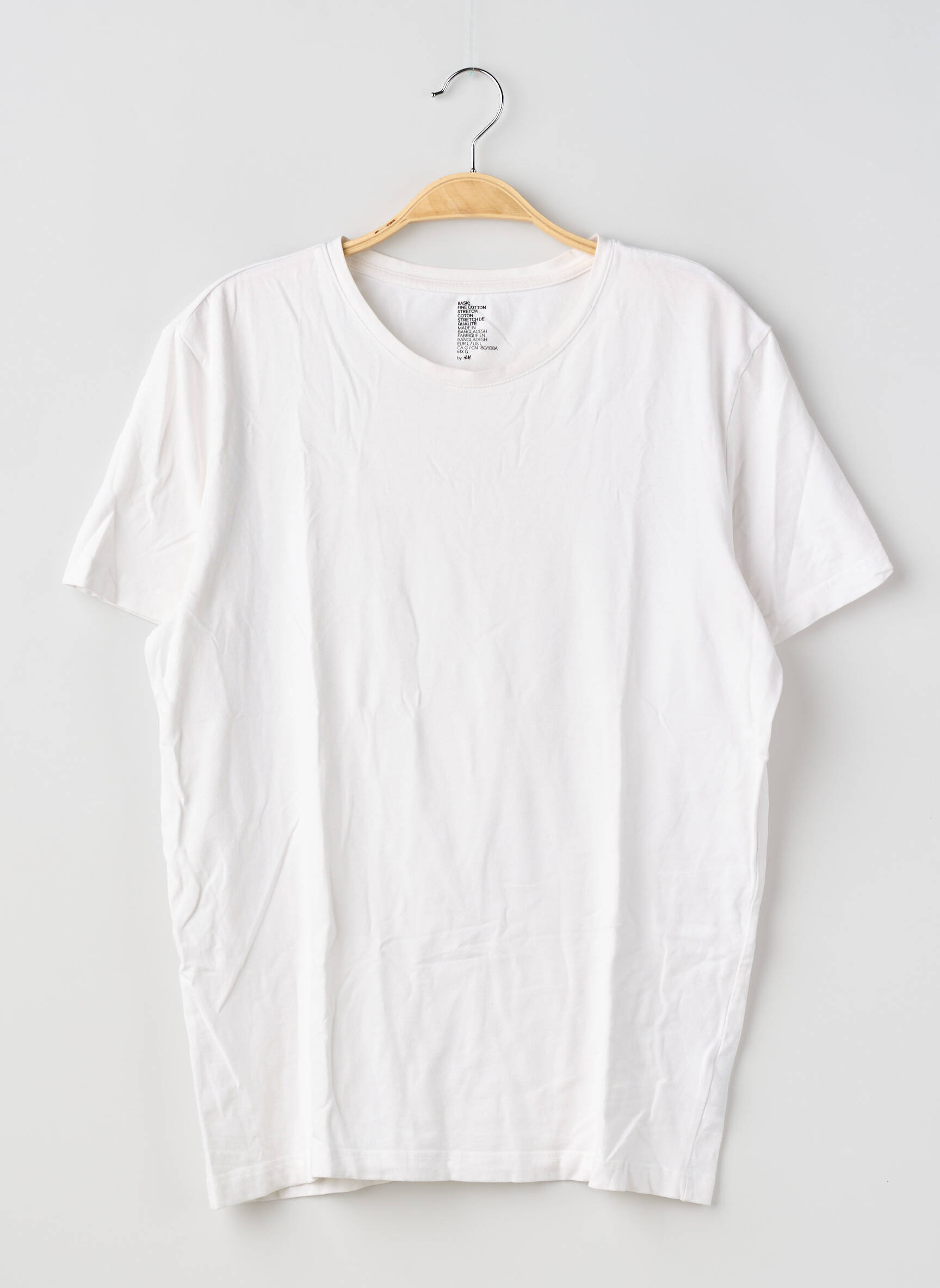 T-shirt coupe droite manches courtes blanc H&M homme