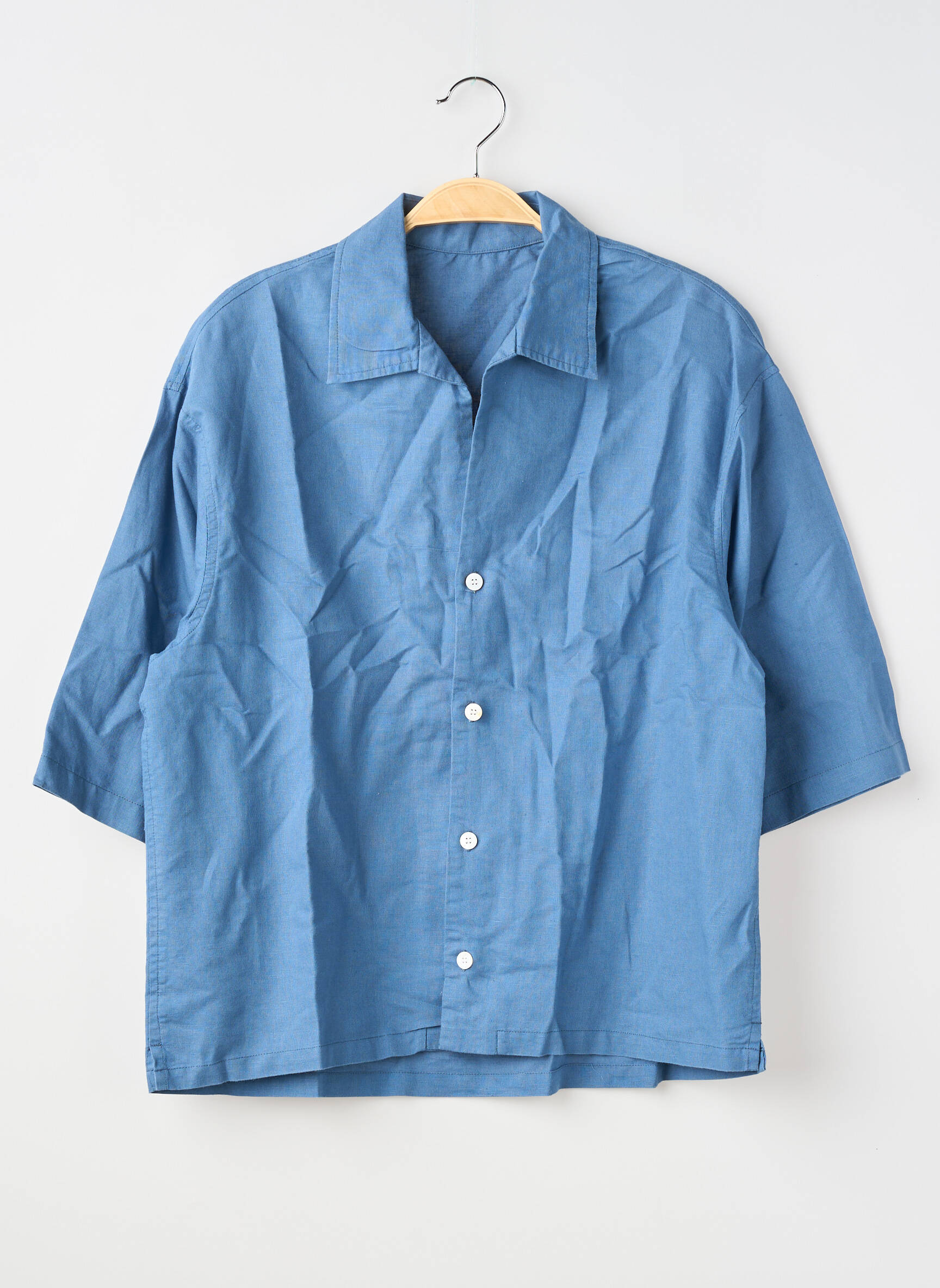 Chemise manches courtes coupe droite bleu SANS MARQUE homme