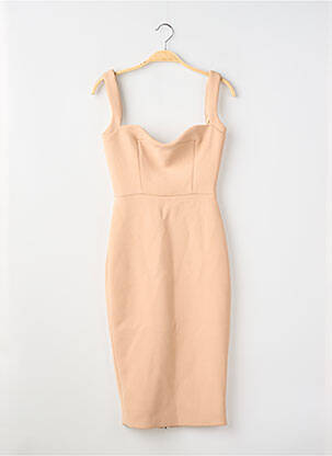 Robe mi-longue fermeture zippée au dos fines bretelles beige VICTORIA BECKHAM femme