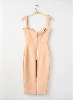 Robe mi-longue fermeture zippée au dos fines bretelles beige VICTORIA BECKHAM femme