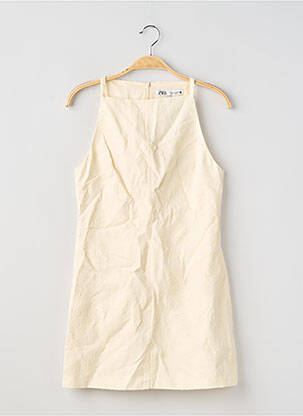 Robe mi-longue fermeture zippée au dos fines bretelles beige ZARA femme