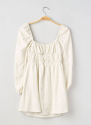 Robe courte coupe évasée manches longues blanc BERSHKA femme