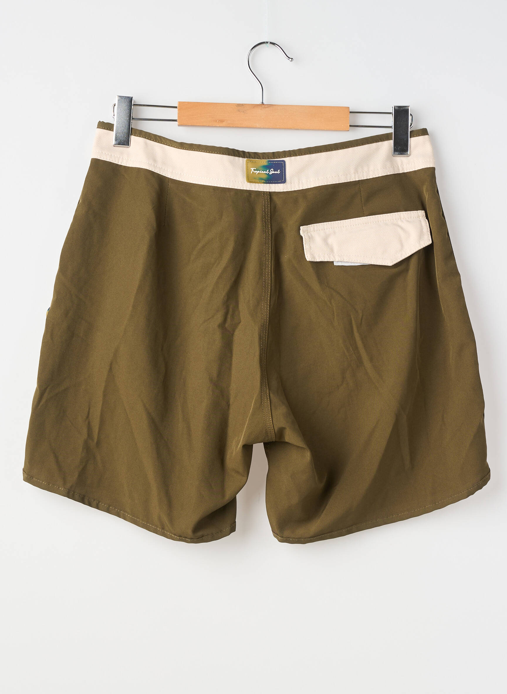 Short de bain fermeture liens à nouer vert TROPICAL SOUL homme