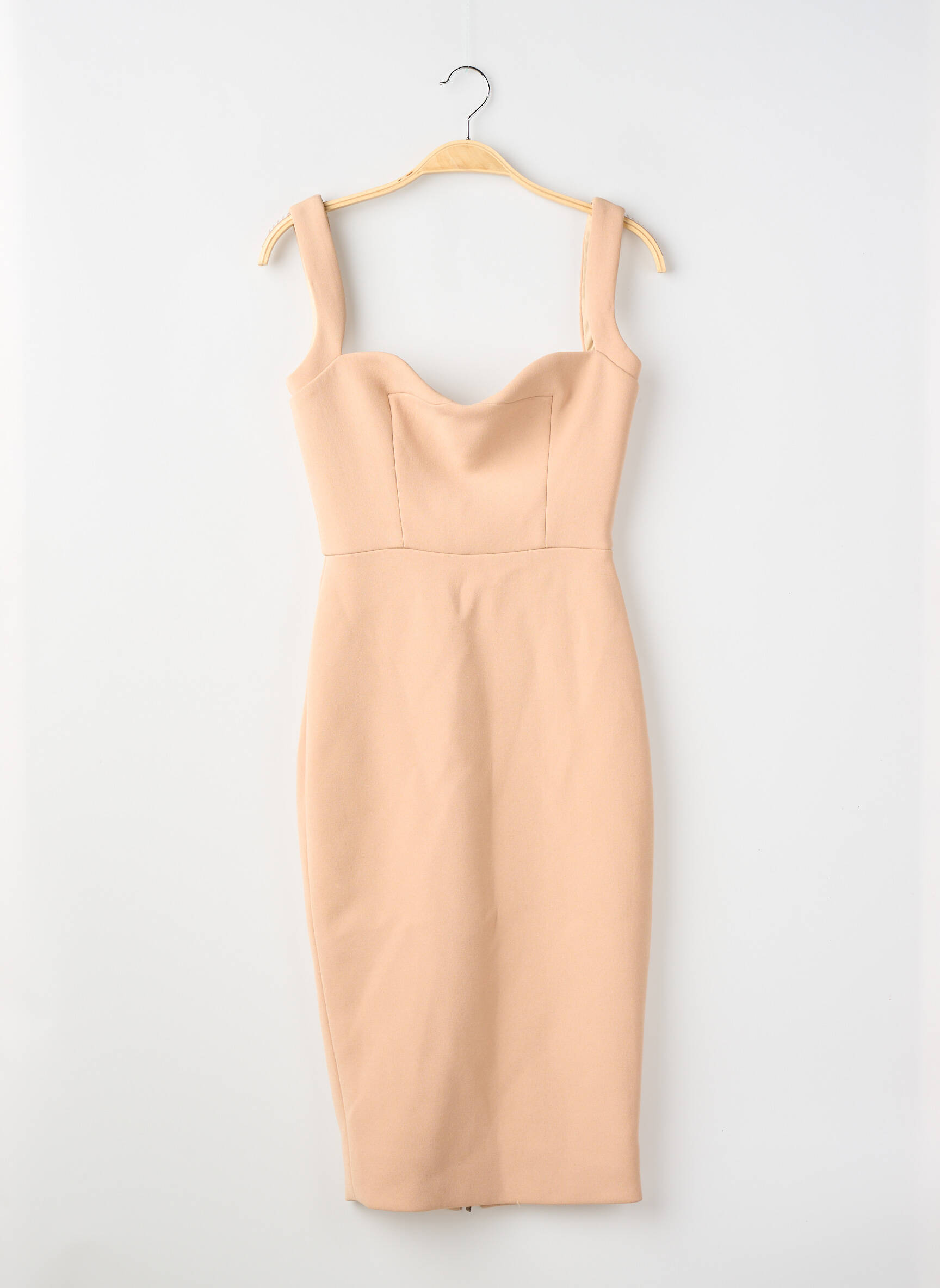 Robe mi-longue fermeture zippée au dos fines bretelles beige VICTORIA BECKHAM femme