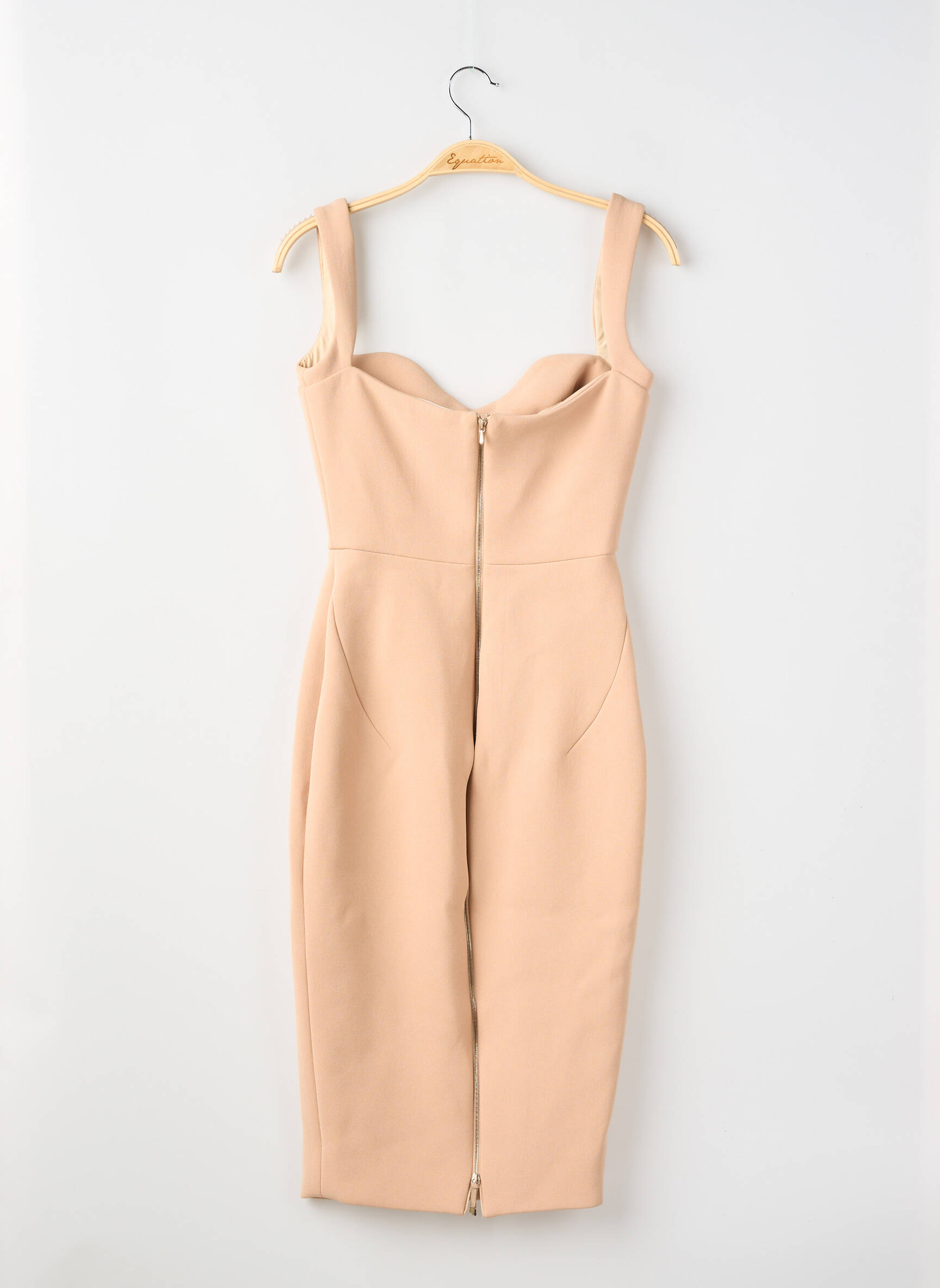 Robe mi-longue fermeture zippée au dos fines bretelles beige VICTORIA BECKHAM femme