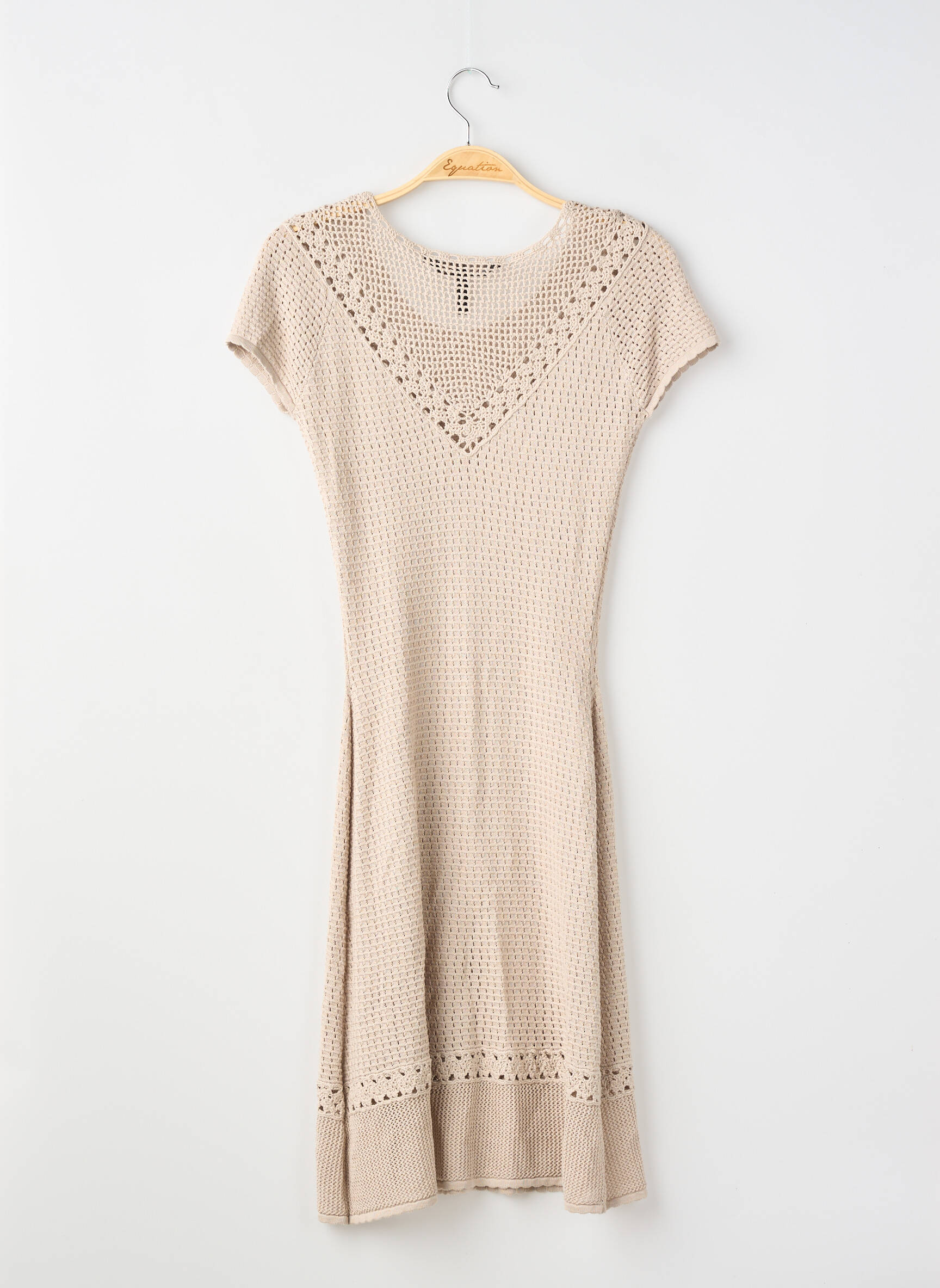 Robe courte coupe évasée manches courtes beige BCBGMAXAZRIA femme