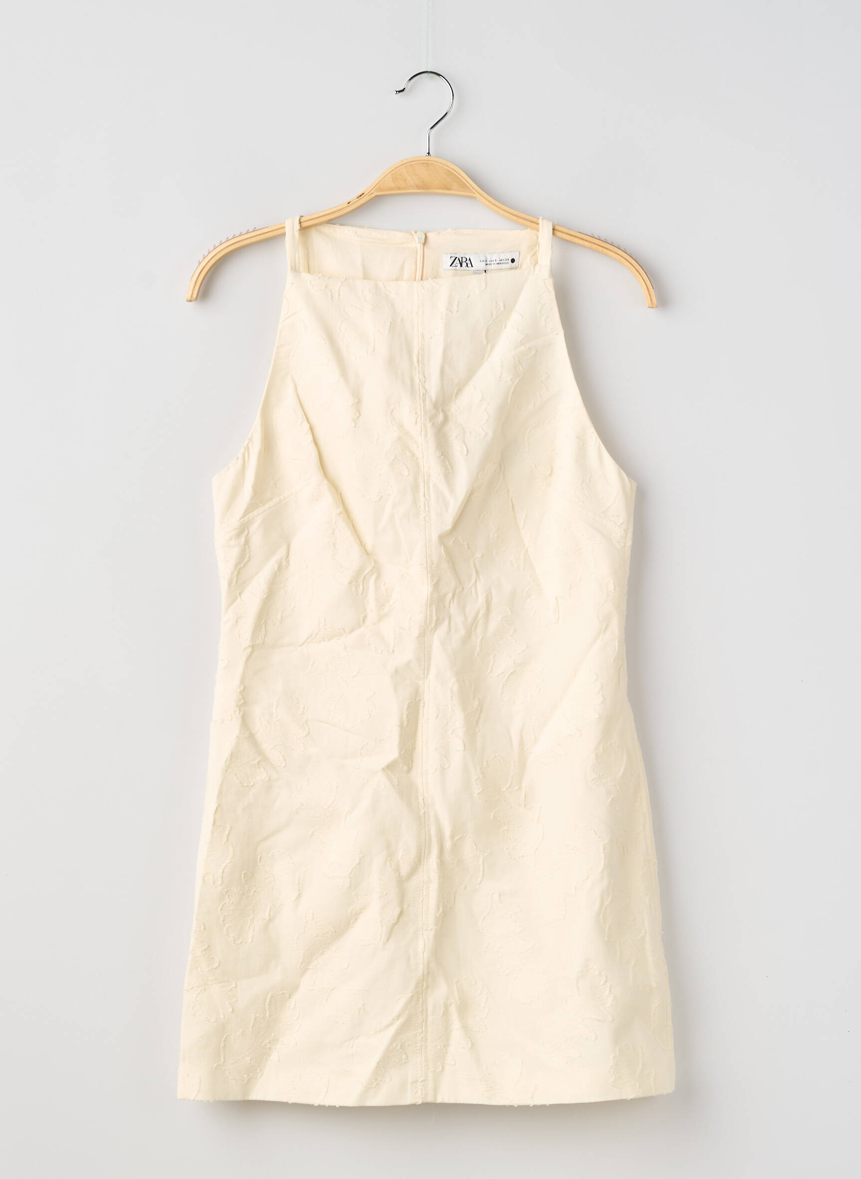 Robe mi-longue fermeture zippée au dos fines bretelles beige ZARA femme