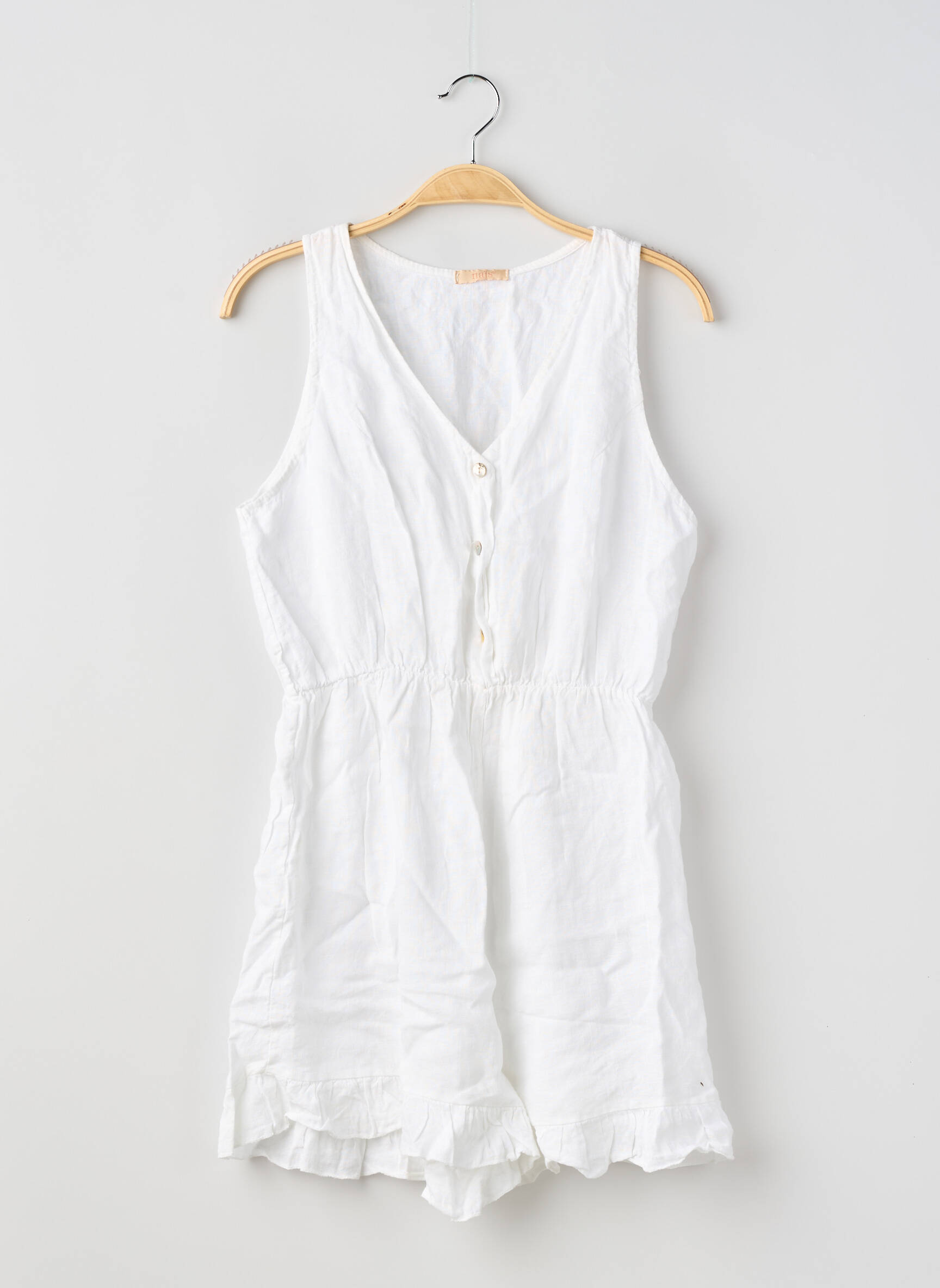 Combishort fermeture boutonnée sur le devant sans manche blanc NAIS femme