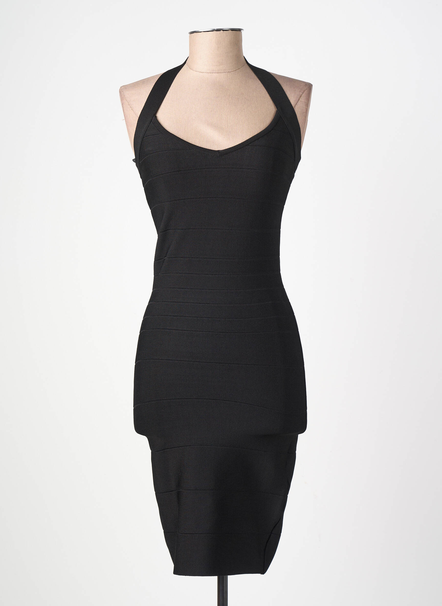 Robe courte coupe cintrée fines bretelles noir BEBE femme