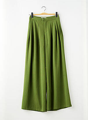 Pantalon large tissage crêpe taille haute vert FASHION NOVA femme