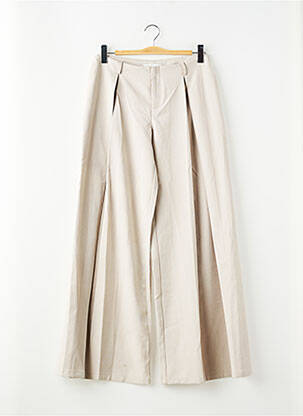 Pantalon large tissage popeline taille haute beige FASHION NOVA femme