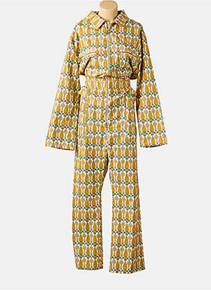 Combi-pantalon col chemisier manches longues jaune GUCCI femme