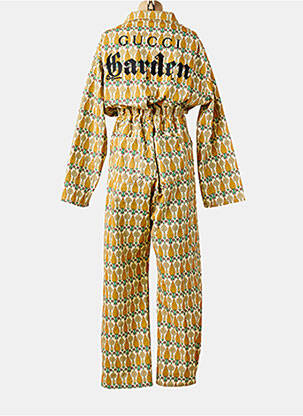 Combi-pantalon col chemisier manches longues jaune GUCCI femme