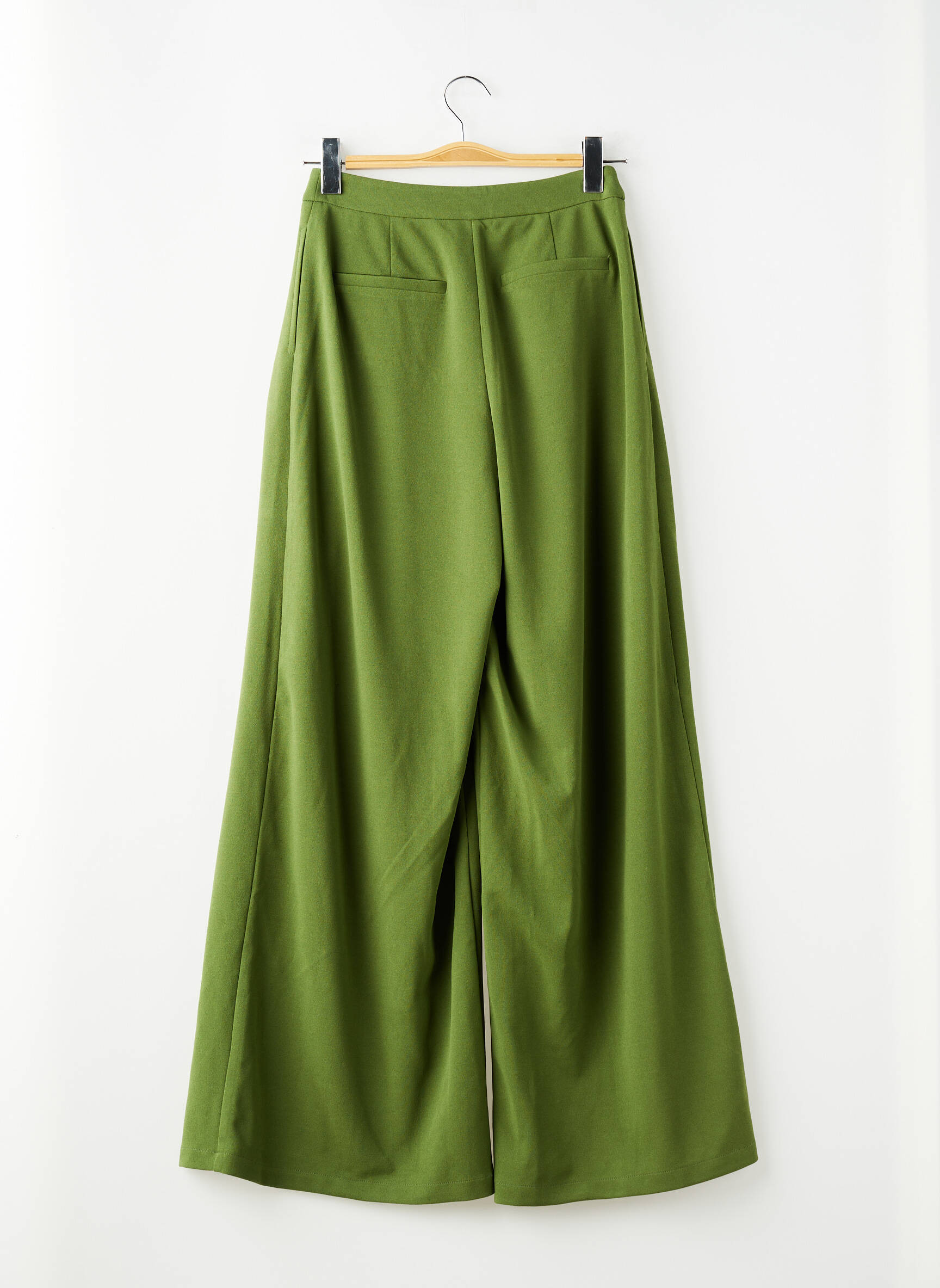 Pantalon large tissage crêpe taille haute vert FASHION NOVA femme