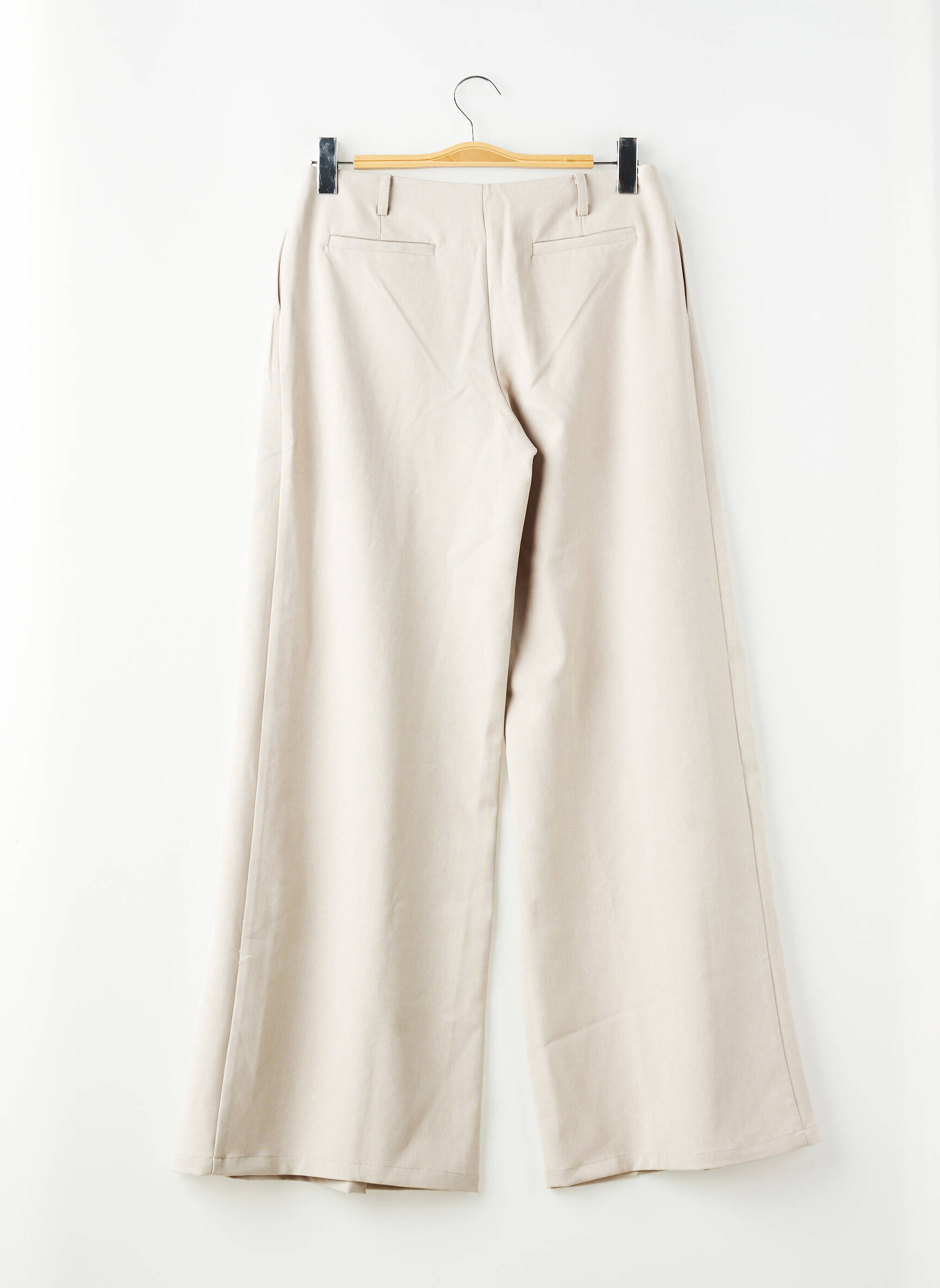 Pantalon large tissage popeline taille haute beige FASHION NOVA femme
