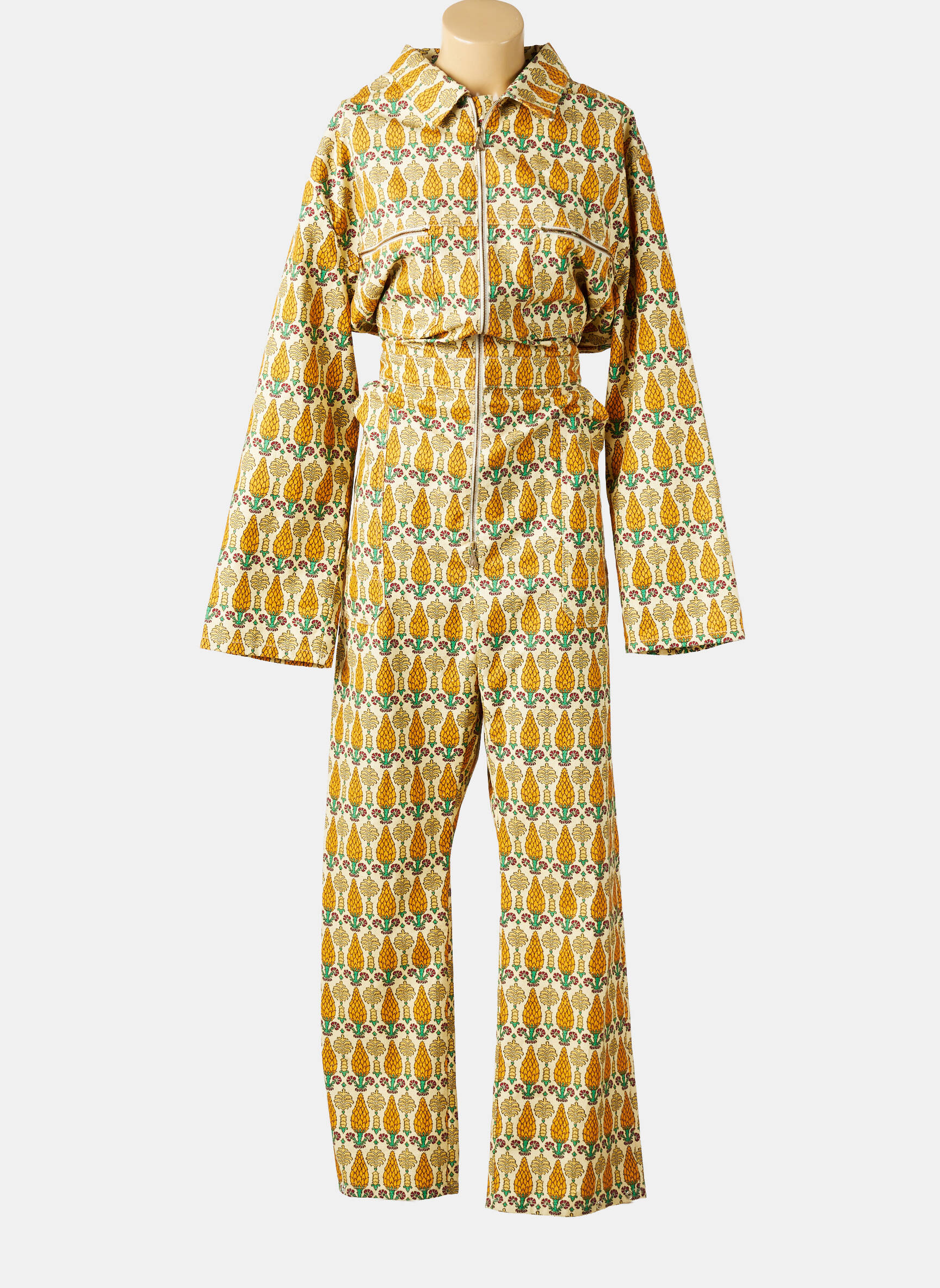 Combi-pantalon col chemisier manches longues jaune GUCCI femme