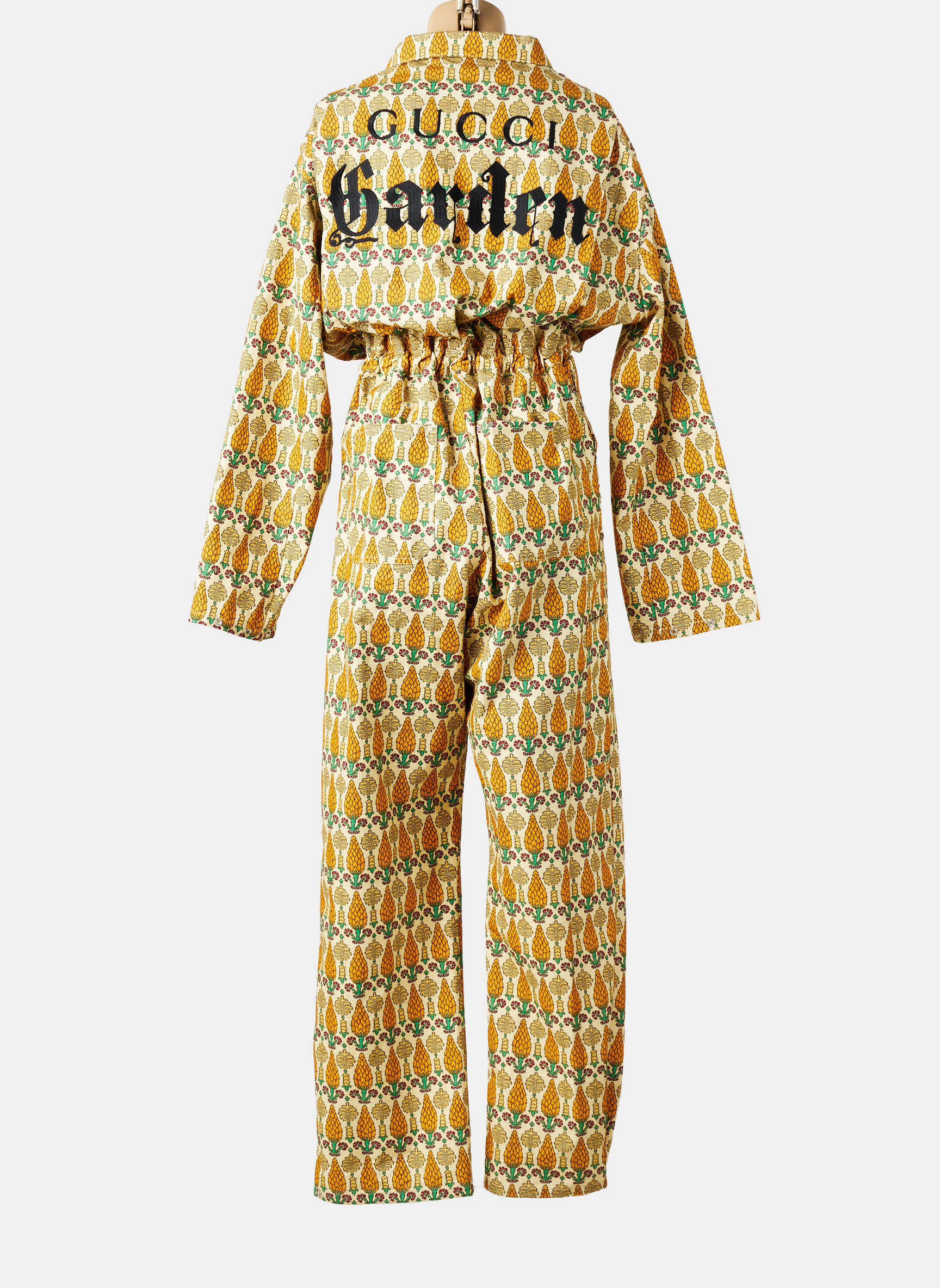 Combi-pantalon col chemisier manches longues jaune GUCCI femme