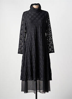 Robe longue imprimé fantaisie manches longues noir KOZAN femme