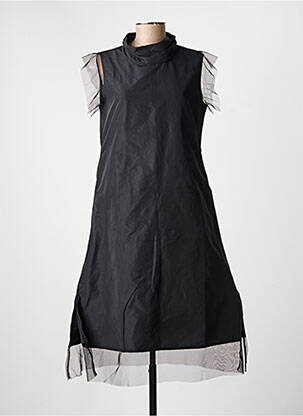 Robe mi-longue manches courtes manches courtes noir KOZAN femme