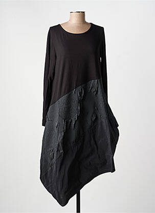 Robe mi-longue manches longues manches longues noir KOZAN femme