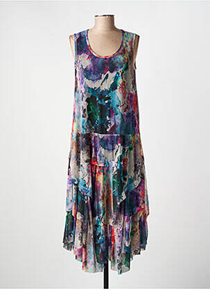 Robe longue imprimé fantaisie sans manche bleu KOZAN femme