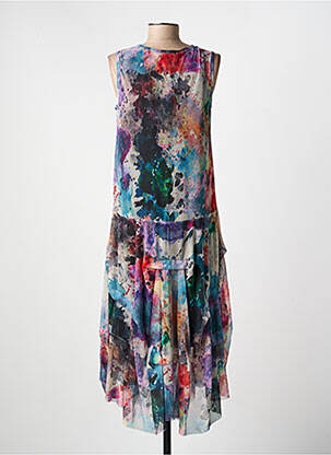 Robe longue imprimé fantaisie sans manche bleu KOZAN femme