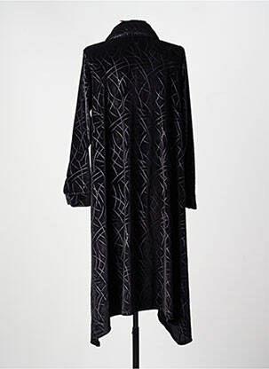 Robe mi-longue imprimé fantaisie manches longues noir KOZAN femme