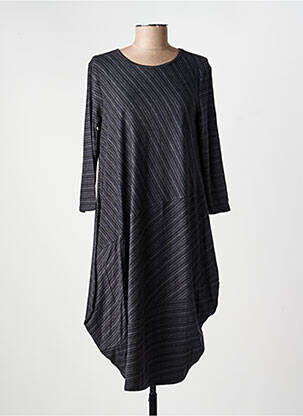 Robe mi-longue imprimé fantaisie manches longues gris KOZAN femme
