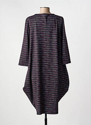 Robe mi-longue imprimé fantaisie manches longues noir KOZAN femme