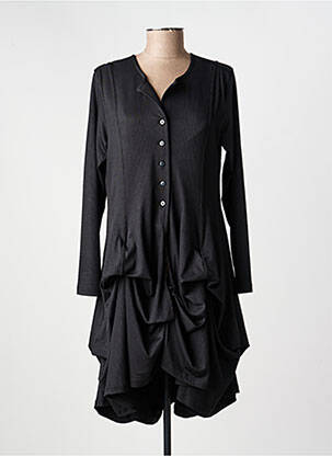 Robe mi-longue manches longues manches longues noir KOZAN femme
