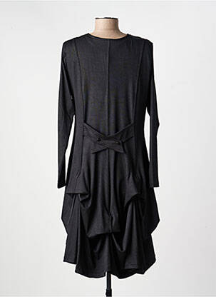 Robe mi-longue manches longues manches longues noir KOZAN femme
