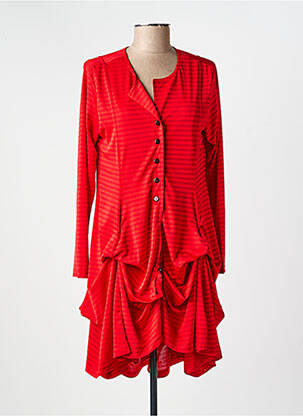 Robe mi-longue manches longues manches longues rouge KOZAN femme