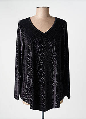 Pull coupe droite manches longues noir KOZAN femme