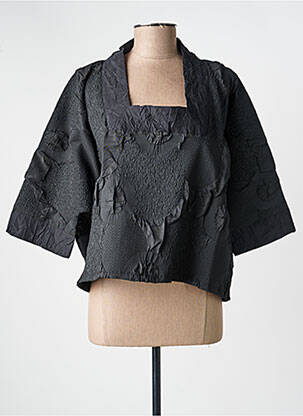 Top col carré manches 3/4 noir KOZAN femme