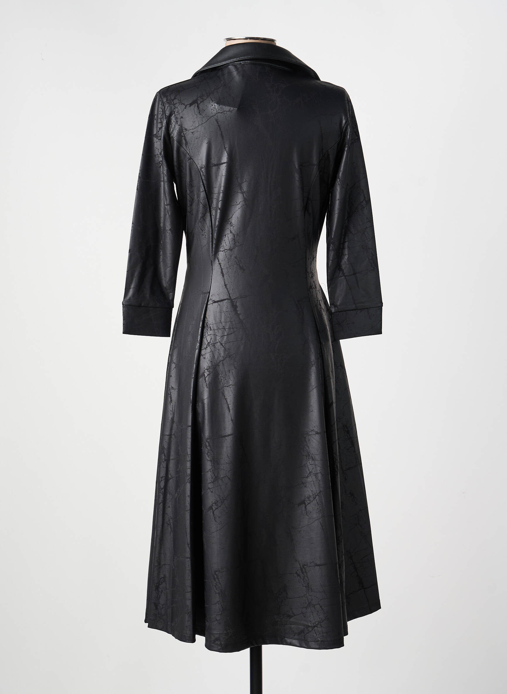 Robe mi-longue manches longues manches longues noir KOZAN femme