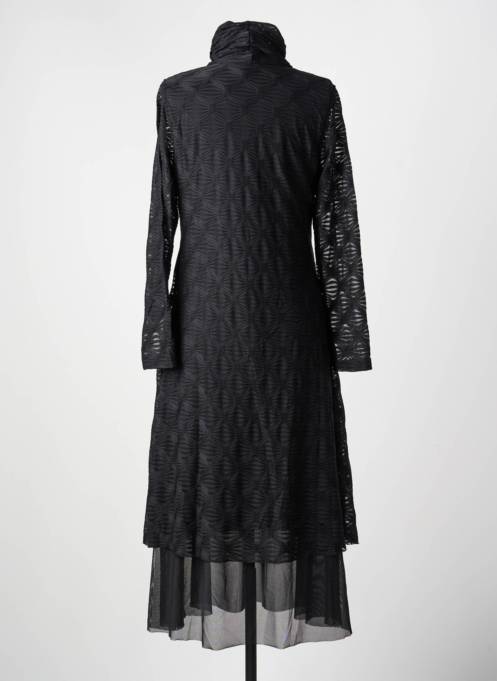 Robe longue imprimé fantaisie manches longues noir KOZAN femme