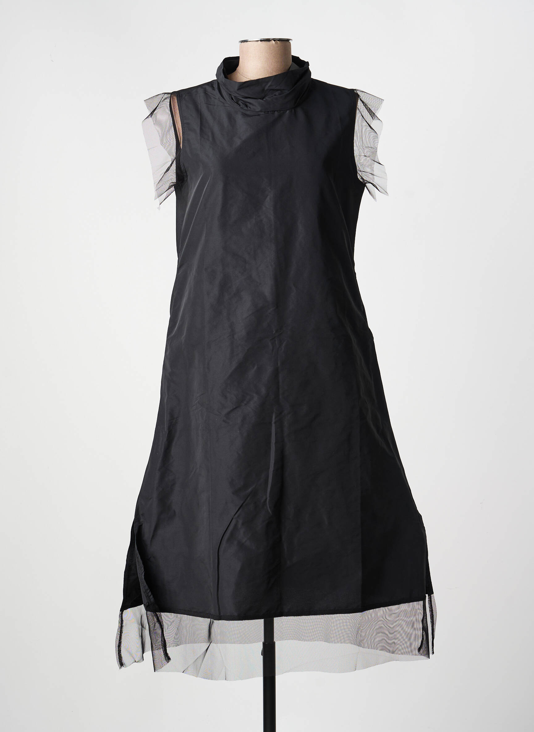 Robe mi-longue manches courtes manches courtes noir KOZAN femme