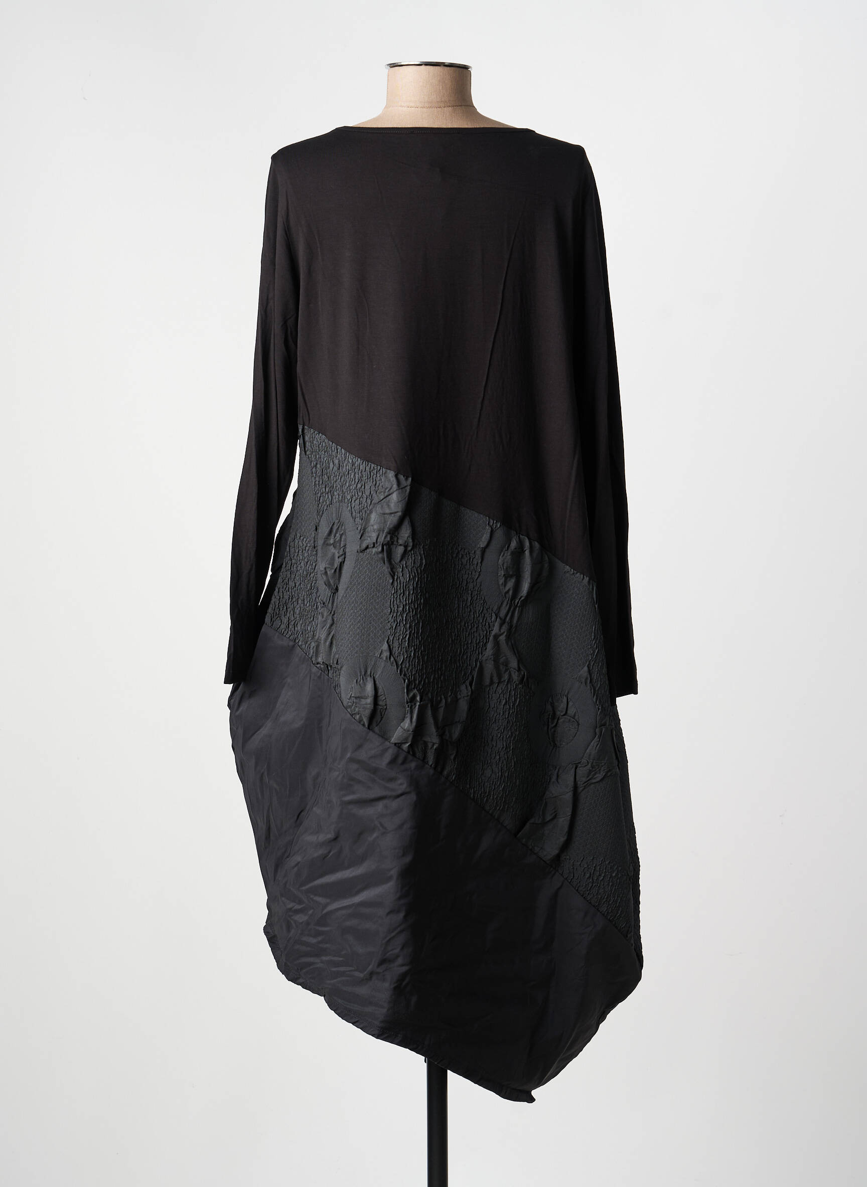 Robe mi-longue manches longues manches longues noir KOZAN femme