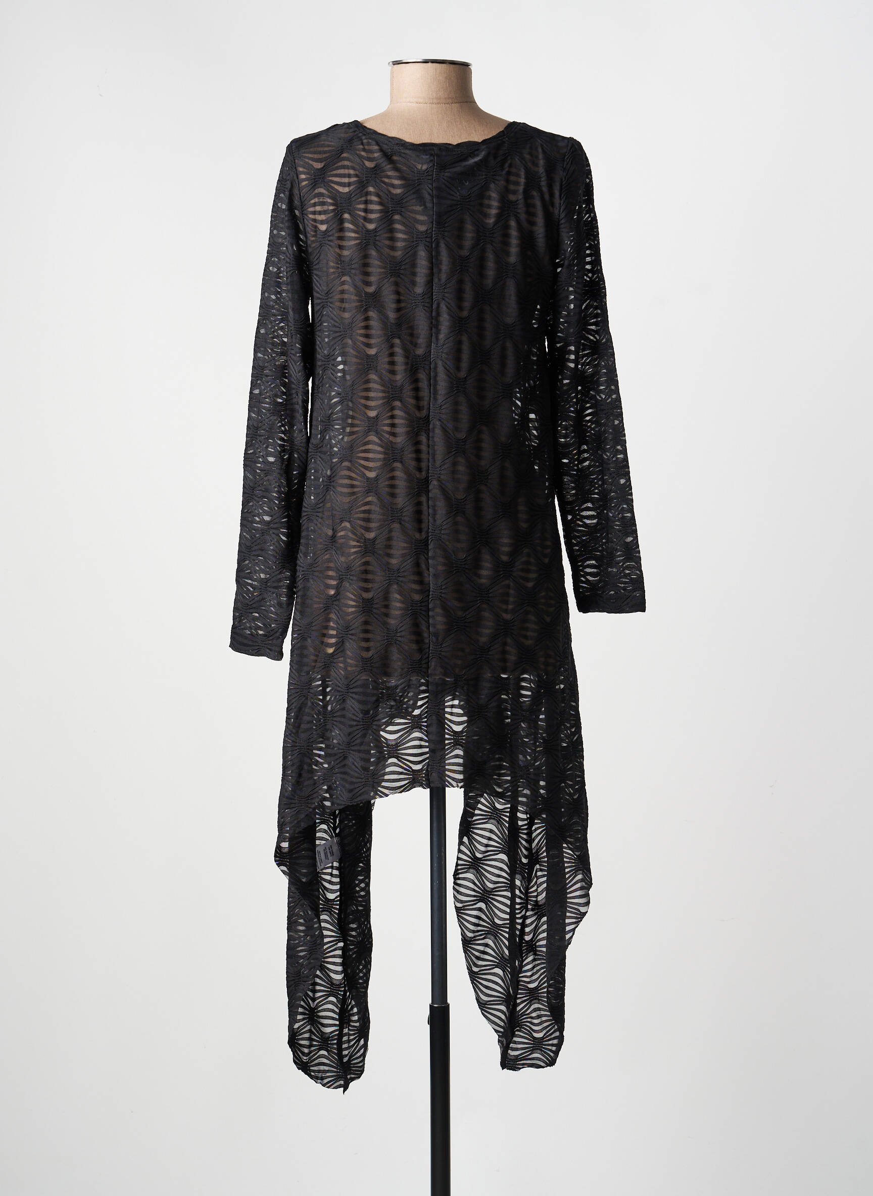 Tunique manches longues légère et transparente noir KOZAN femme