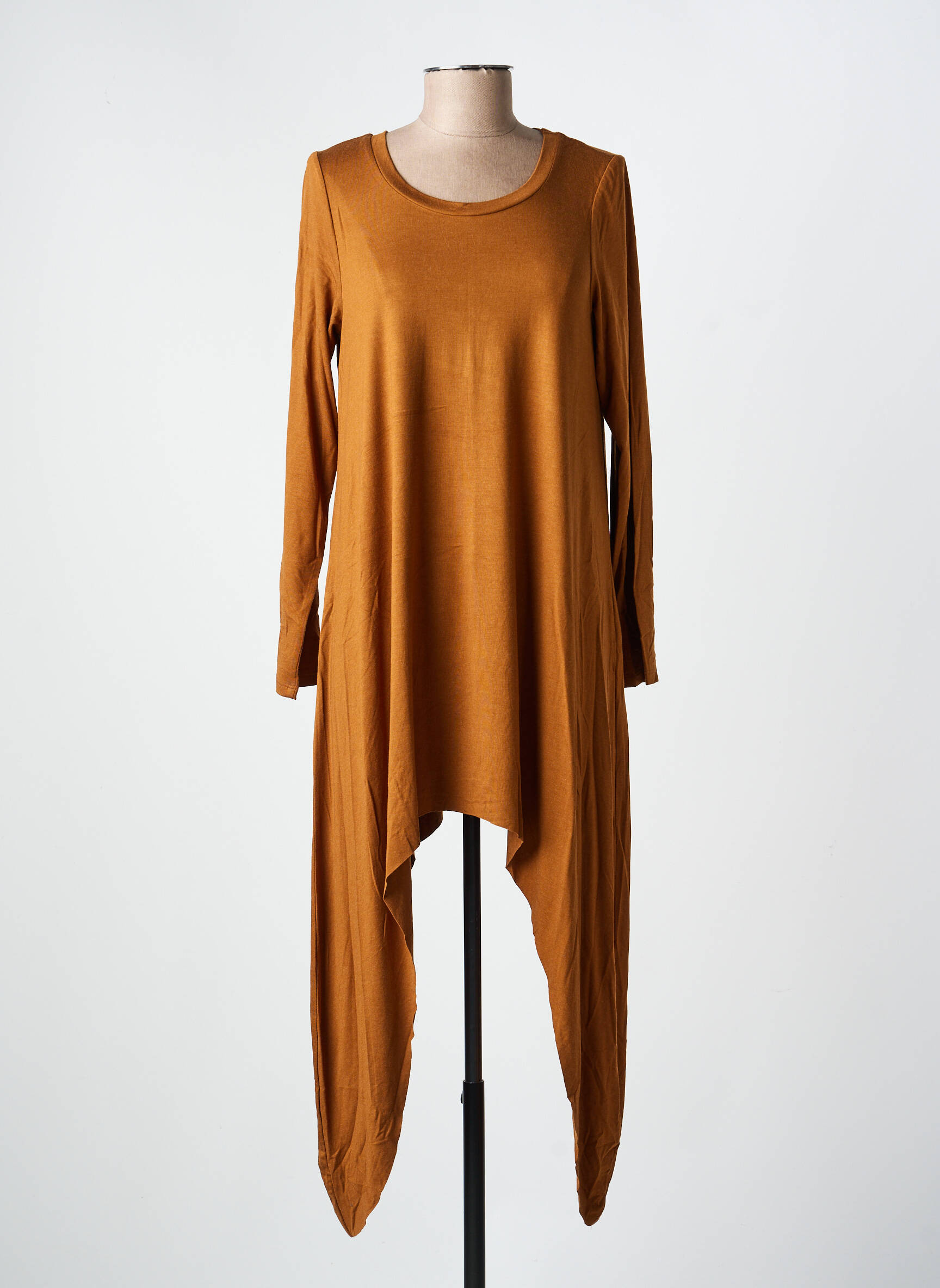 Robe longue manches longues manches longues marron KOZAN femme